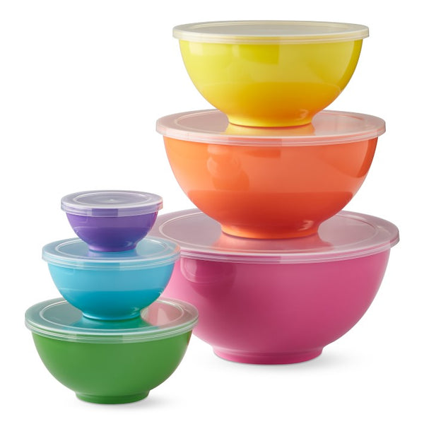 Melamine Mixing Bowls with Lids, Set of 6