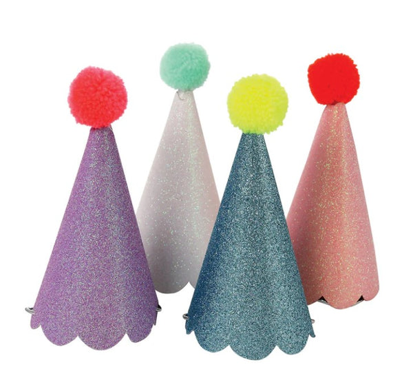 Glitter Pompom Party Hats