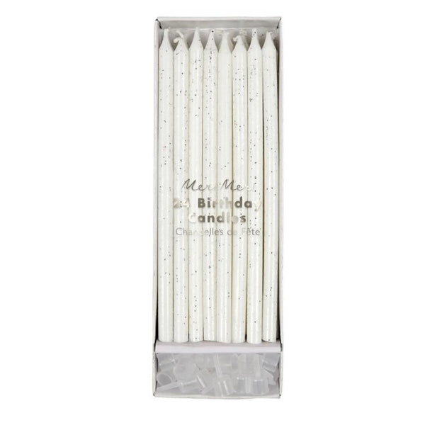 Silver Glitter Candles- Pack of 24